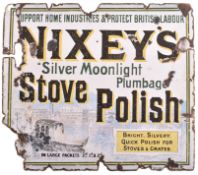 NIXEY'S STOVE POLISH - VINTAGE ENAMEL ADVERTISING SIGN