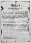NOTICE - LATE 19TH / EARLY 20TH CENTURY ENAMEL NOTICE SIGN