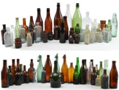 LARGE COLLECTION OF VINTAGE GLASS APOTHECARY & BREWERY BOTTLES