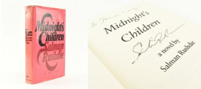 RUSHDIE, SALMAN. 1980 MIDNIGHT'S CHILDREN SIGNED DEDICATED FIRST US EDITION