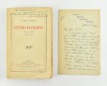 CONRAD, JOSEPH. 1930 LETTRES FRANCAISES DEDICATED & WITH LETTER FROM JESSIE CONRAD TO RICHARD CURLE