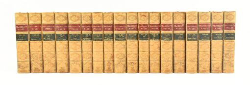 BINDINGS. INCOMPLETE HALF CALF SET OF THE WORKS OF WILLIAM MAKEPEACE THACKERAY