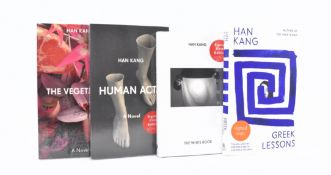 KANG, HAN. FOUR SIGNED FIRST EDITIONS INCL. INTERNATIONAL BOOOKER PRIZE WINNER THE VEGETARIAN