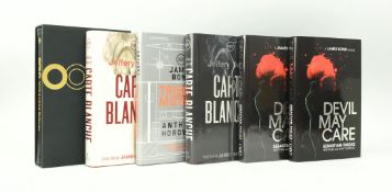 JAMES BOND 007. COLLECTION OF SIX POST IAN FLEMING BOND TITLES, THREE BEING SIGNED