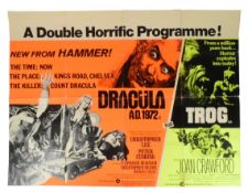 DRACULA AD 1972 & TROG (1972) - ORIGINAL DOUBLE-FEATURE QUAD POSTER