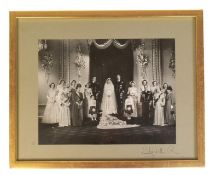 QUEEN ELIZABETH THE QUEEN MOTHER (1900-2002) - AUTOGRAPHED OFFICIAL WEDDING PHOTOGRAPH