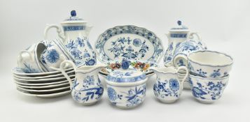 HUTSCHENREUTHER BLUE AND WHITE PORCELAIN PART TEA SERIVCE & MEISSEN PLATES