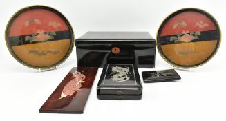 COLLECTION OF SIX 20TH CENTURY JAPANESE & CHINESE LACQUER BOXES & OTHERS