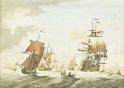 PAIR OF EARLY 19TH CENTURY MARITIME ENGRAVINGS OF BRITISH SHIPS AT SEA