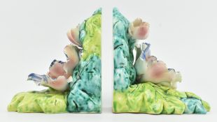 PAIR OF 20TH CENTURY ITALIAN MAJOLICA STYLE CERAMIC BOOKENDS