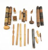 ASSORTED WOODEN NEEDLE CASES INCL. TUNBRIDGEWARE EXAMPLE