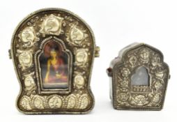 TWO LATE QING TIBETAN GAU BOX PORTABLE SHRINE 清民国 嘎呜盒两个