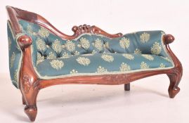EARLY 20TH CENTURY APPRENTICE PIECE MAHOGANY UPHOLSTERED CHAISE LONGUE