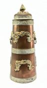 TIBETAN 19TH CENTURY COPPER & SILVER PLATED LIDDED URN POT