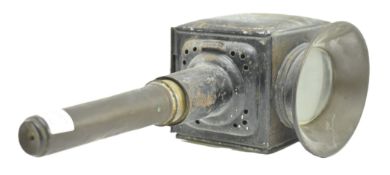 MID-CENTURY BLACK-PAINTED METAL & GLASS COACH LAMP