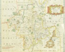 MORDEN, ROBERT. 1695 WORCESTERSHIRE HAND COLOURED ENGRAVED MAP FRAMED