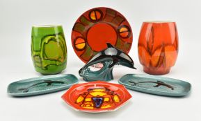 COLLECTION OF SEVEN ASSORTED POOLE POTTERY CENTREPIECES