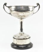 20TH CENTURY SILVER PLATED TROPHY ON STAND BY WALKER & HALL, SHEFFIELD