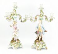 PAIR OF EARLY 20TH CENTURY GERMAN PORCELAIN CANDLESTICK HOLDERS