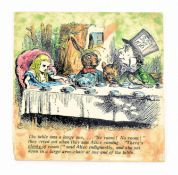 H. R. JOHNSON - MID CENTURY 1960S ALICE IN WONDERLAND SCENE KITCHEN CERAMIC TILE AFTER JOHN TENNIEL
