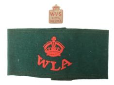 WWII WOMANS LAND ARMY ARM BAND & CIVIL DEFENCE BADGE