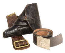 VINTAGE EAST GERMAN BELT BUCKE & HOLSTER WITH SAME BROWN BELT