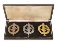 WWII SECOND WORLD WAR GERMAN SPORTS BADGES - 3 GRADES