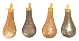 COLLECTION OF 19TH CENTURY COPPER POWDER FLASKS