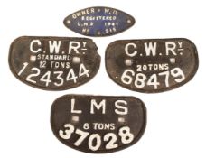 RAILWAYANA - X3 CAST IRON D-TYPE WAGON PLATES