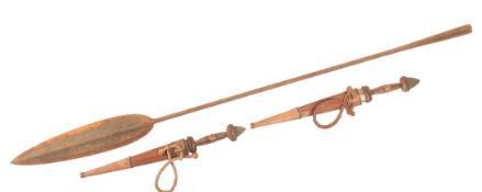 TWO AFRICAN TRIBAL DAGGERS & ZULU SPEAR