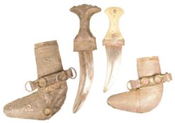 TWO MIDDLE EASTERN JAMBIYA DAGGERS