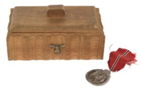 WWII SECOND WORLD WAR GERMAN TRINKET BOX & EASTERN FRONT MEDAL