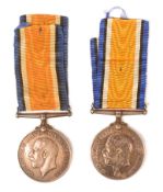 TWO WWI FIRST WORLD WAR BRITISH WAR MEDALS