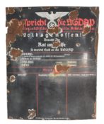 WWII SECOND WORLD WAR GERMAN PUBLIC ANNOUNCEMENT SIGN