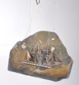 CORNISH FOLK ART - 20TH CENTURY FOLK ART WEST COUNTRY PAINTING ON SLATE HMS CORNWALL