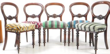 FIVE 19TH CENTURY VICTORIAN BALLOON BACK DINING CHAIRS
