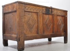 17TH CENTURY CARVED OAK BLANKET BOX