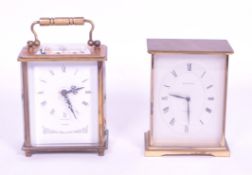 GARRARD BRASS CASED CARRIAGE CLOCK & CARETTE ENAMEL SET CARRIAGE CLOCK