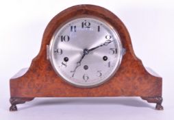 VICTORIAN BURR WALNUT MANTEL CLOCK