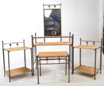 CONTEMPORARY METAL & WICKER DRESSING TABLE & BEDSIDES