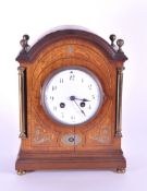 FRENCH EDWARDIAN INLAID MAHOGANY MANTEL CLOCK