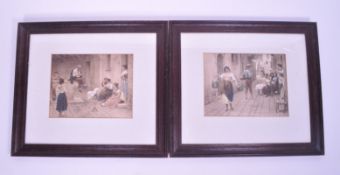 AFTER EUGENE VON BLAAS - TWO 19TH CENTURY HAND COLOURED PRINTS