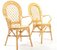 ITALIAN MODERN DESIGN - A PAIR OF VINTAGE 20TH CENTURY BAMBOO RATTAN ARMCHAIRS