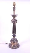 EARLY 20TH CENTURY EDWARDIAN BRASS COLUMN TABLE LAMP