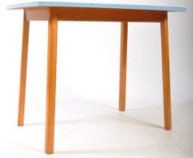 BRITISH MODERN DESIGN - MID CENTURY FORMICA & BEECH WOOD KITCHEN DINING TABLE
