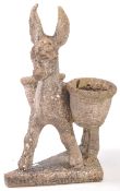 20TH CENTURY COMPOSITE STONE OUTDOOR GARDEN DONKEY PLANTER