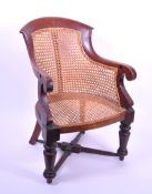 EARLY 20TH CENTURY EDWARDIAN MAHOGANY MINIATURE BERGERE CHAIR