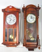 WALNUT CASED 8-DAY REGULATOR WALL CLOCK T/W ANOTHER