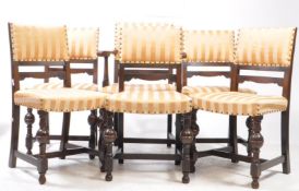 SIX EARLY 20TH CENTURY OAK DINING CHAIRS