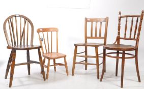 HARLEQUIN SET OF FOUR 19TH / 20TH CENTURY DINING CHAIRS